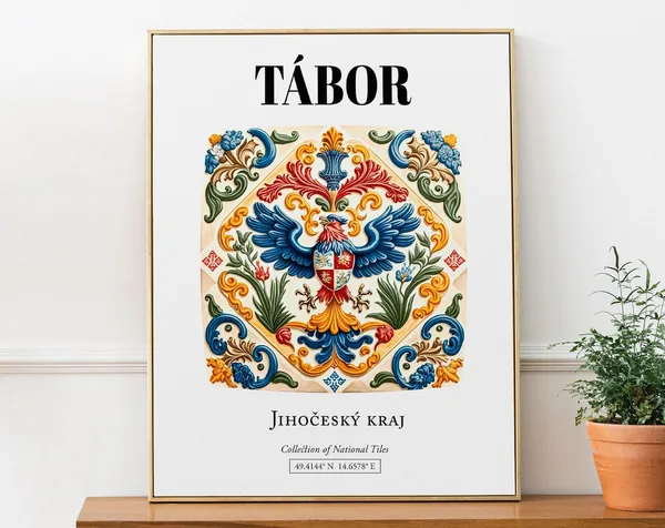 Czech Republic Heraldic Eagle Tile Art Print