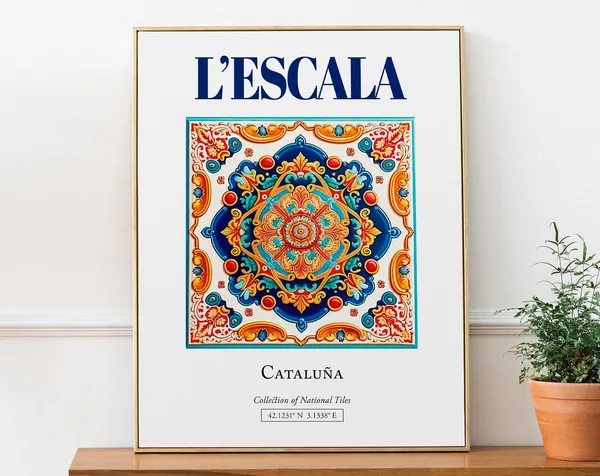 Lescala Catalua Spain Folk Traditional Tile Art Print