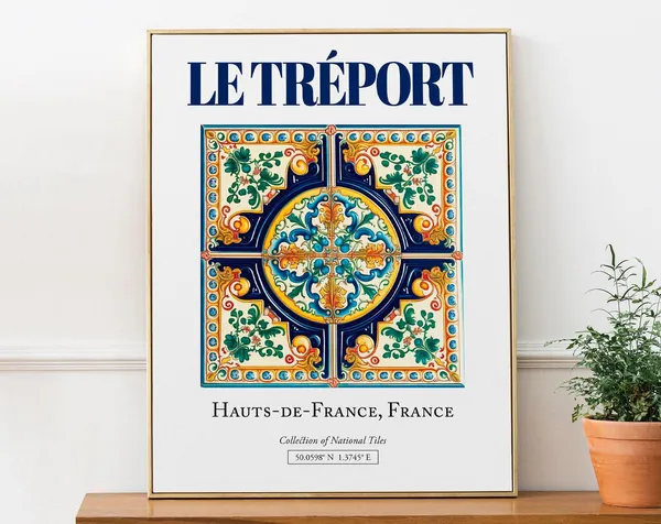 Le Trport Hauts-de-France France Folk Tile Art Print