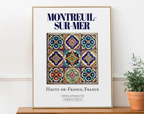Montreuil-Sur-Mer France Folk Tile Travel Poster