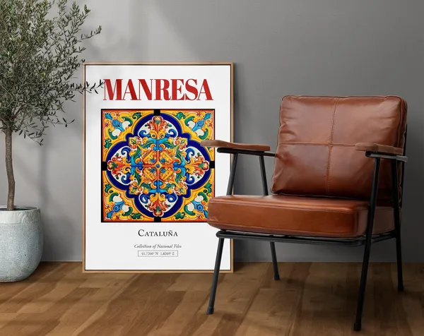 Manresa Catalonia Spain Traditional Tile Travel Poster