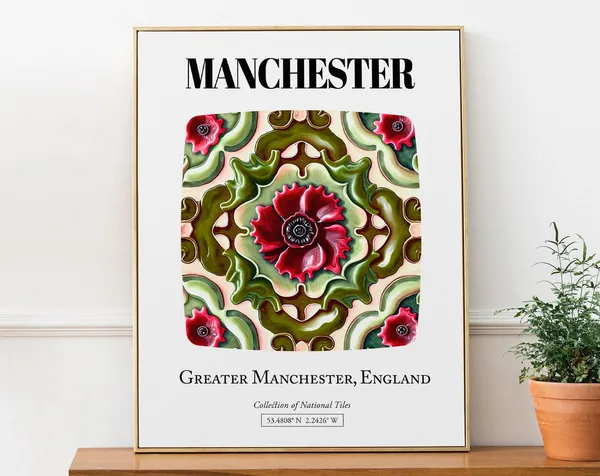 Manchester Tile Pattern English Urban Style Art Print