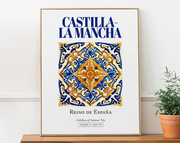 Castilla-La Mancha Spain Folk Tile Poster Print
