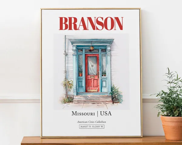 Branson Missouri USA Minimalist Watercolor Travel Poster