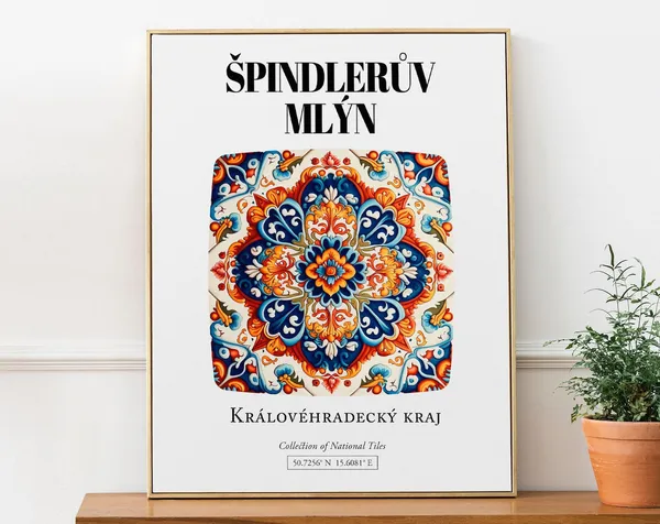 Pindlerv Mlýn, Czech Republic Tile Pattern Art Print