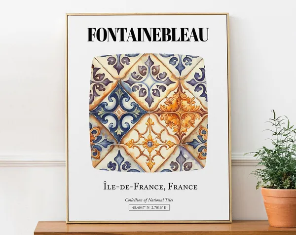 Fontainebleau France Folk Tile Pattern Art Print