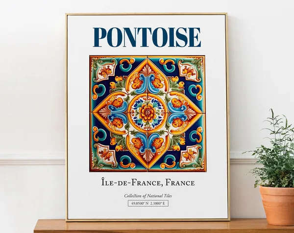 Pontoise, France Folk Traditional Tile Art Print