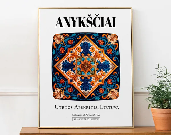 Anykščiai Lithuania Traditional Tile Pattern Art Print