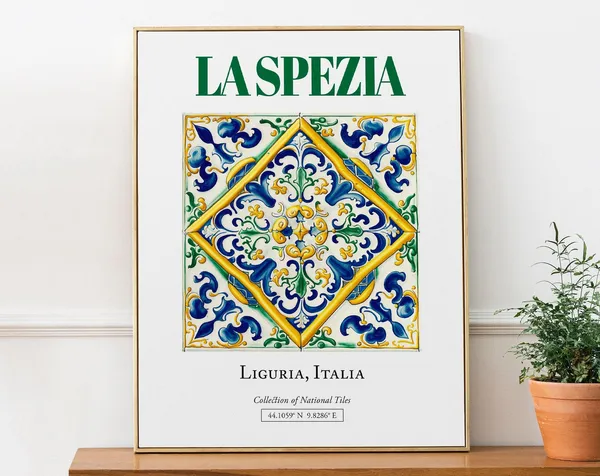 La Spezia Liguria Italy Folk Maiolica Tile Poster