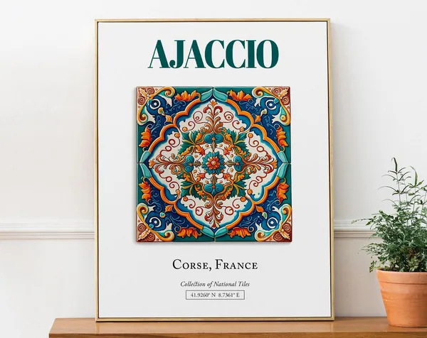 Ajaccio Corse France Folk Traditional Tile Poster