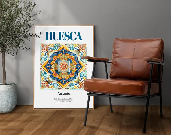 Huesca Aragn Spain Folk Traditional Tile Art Print