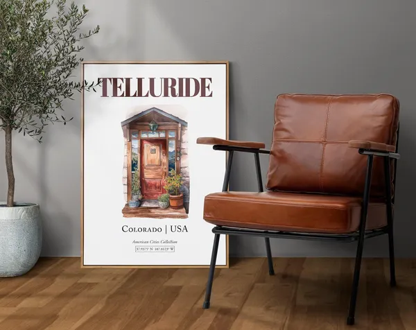 Telluride Colorado Usa Minimalist Watercolor Travel Poster