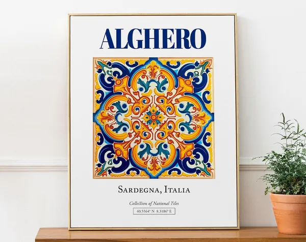 Alghero Sardegna Italy Folk Maiolica Tile Art Print