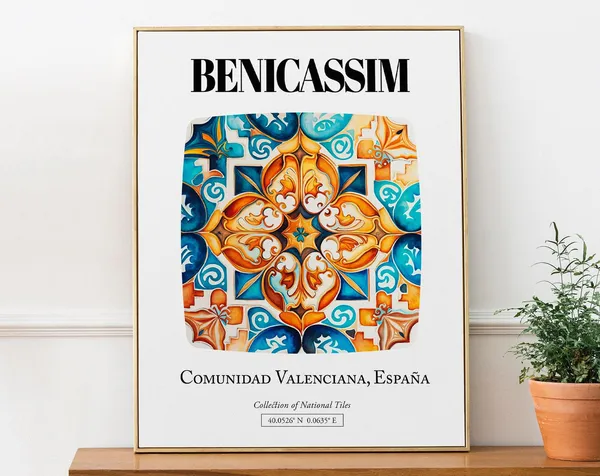 Benicassim Traditional Tile Pattern Travel Poster