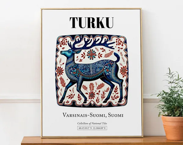 Turku Varsinaisfinland Finland Tile Pattern Travel Poster