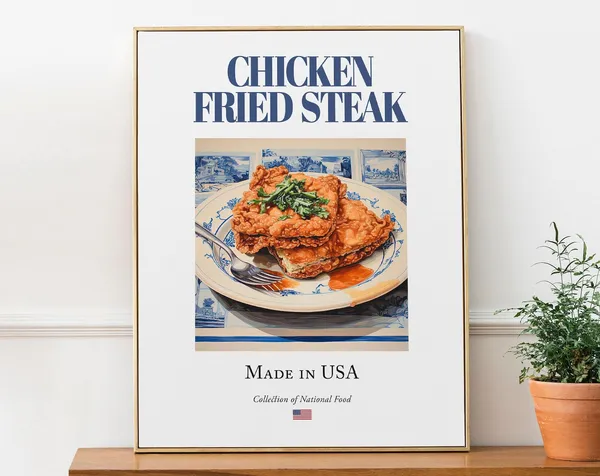 Chicken Fried Steak On Maiolica Tile Plate Poster