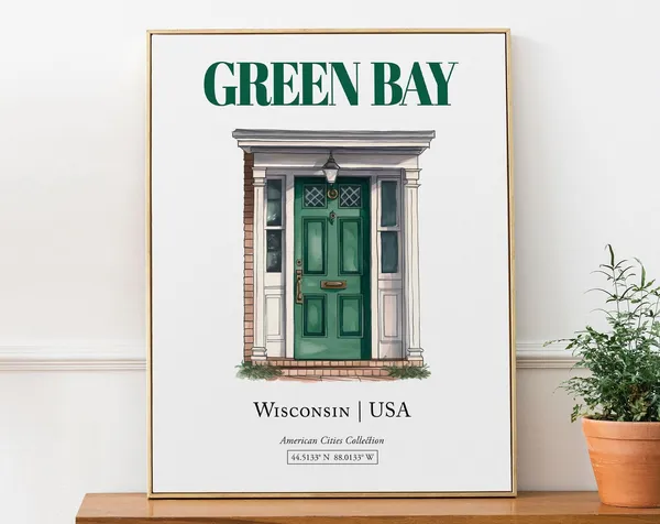 Green Bay Wisconsin USA Minimalist Watercolor Art Print