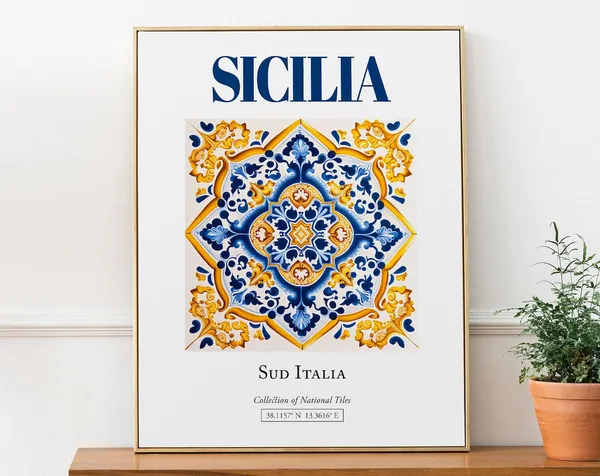 Sicilia Sicily Maiolica Tile Art Print, Italy