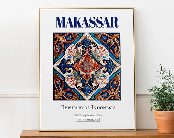 Makassar Indonesia Folk Traditional Tile Art Print