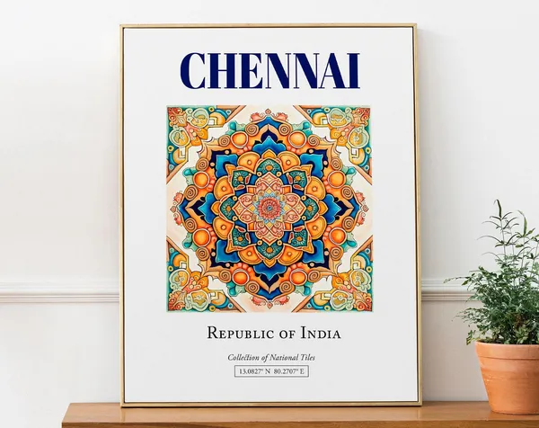 Chennai India Folk Traditional Tile Art Print