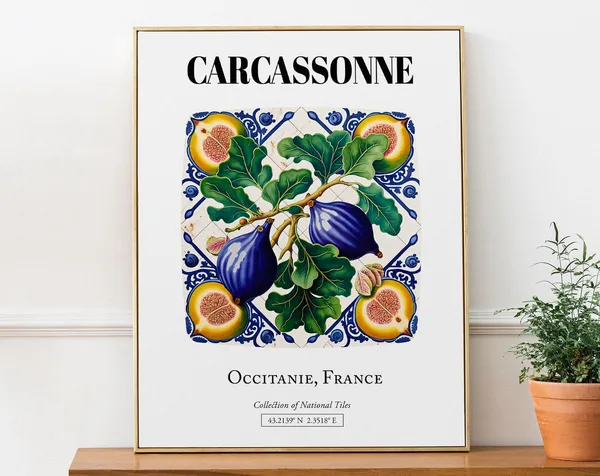 Carcassonne France Traditional Tile Pattern Art Print