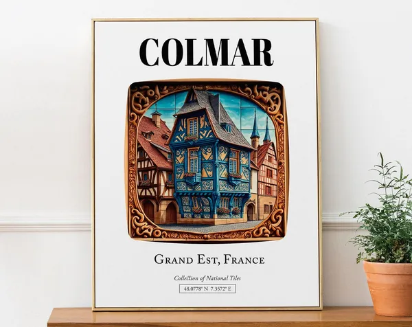 Colmar France Tile Pattern, Traditional Houses Poster