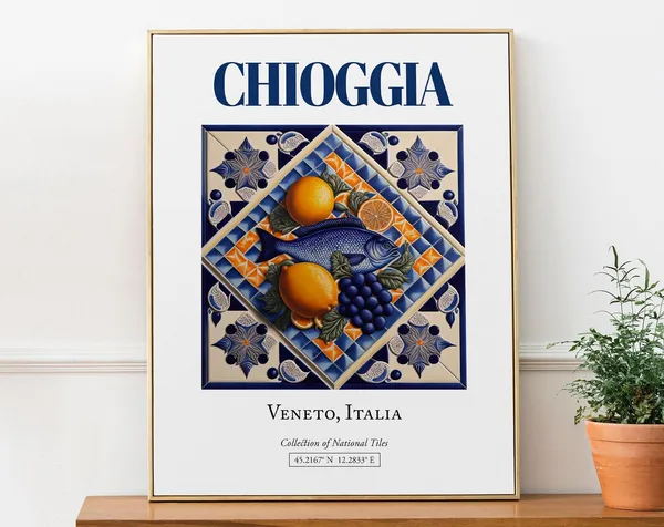 Chioggia Veneto Italy Folk Maiolica Tile Travel Poster