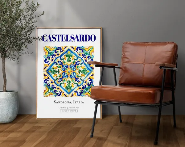 Castelsardo Sardegna Italy Maiolica Tile Travel Poster