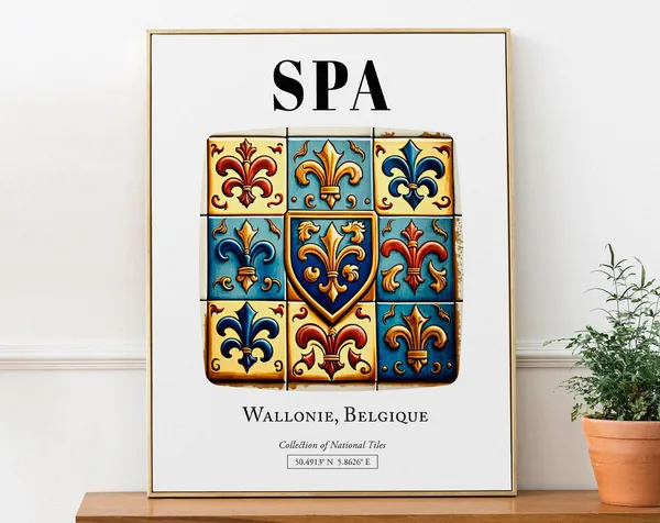 Spa Wallonie Belgique Tile Floral Heraldic Art Print
