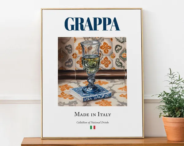 Grappa On Maiolica Tile, Italian Beverage Art Print