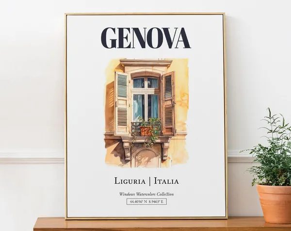 Genova Liguria Italia Watercolor Travel Poster