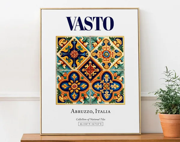 Abruzzo Italy Folk Maiolica Tile Art Print, Kitchen