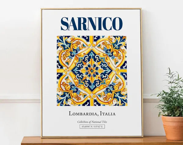 Sarnico Lombardia Italy Folk Maiolica Tile Art Print