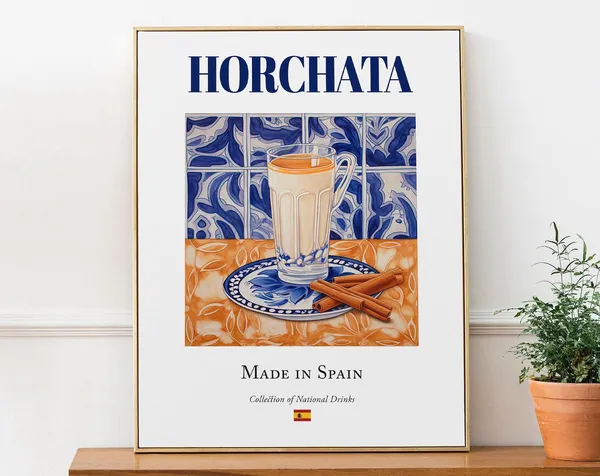 Horchata on Maiolica Tile, Spanish Beverage Art Print