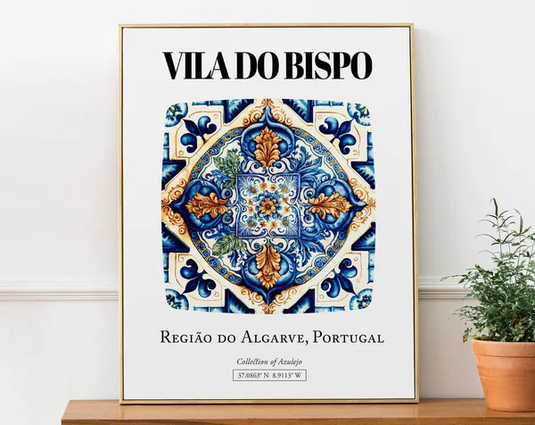 Vila Do Bispo Algarve Portugal Tile Pattern Travel Poster