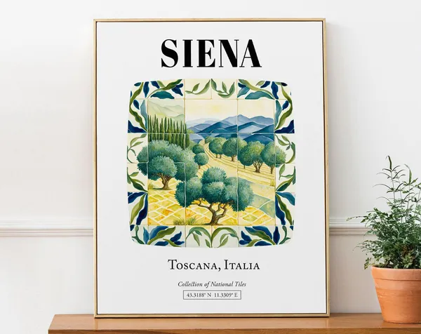 Siena Toscana Italy Traditional Tuscan Landscape Travel Poster