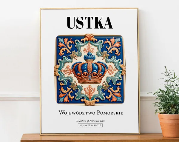 Ustka Wojewdztwo Pomorskie Tile Pattern Travel Poster