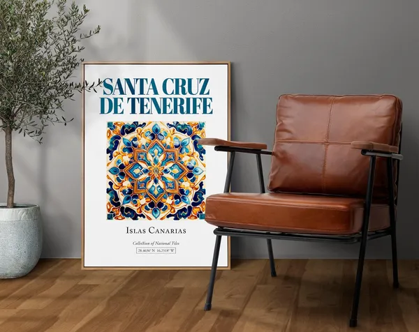 Santa Cruz De Tenerife Spain Folk Tile Art Print