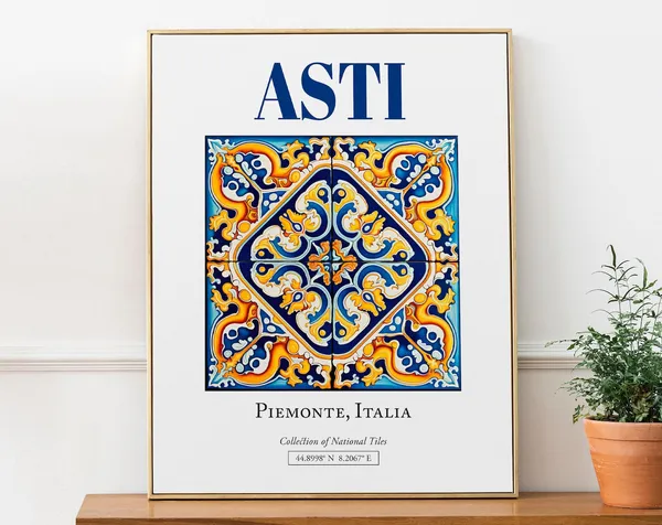 Asti Piemonte Italy Folk Maiolica Tile Art Print