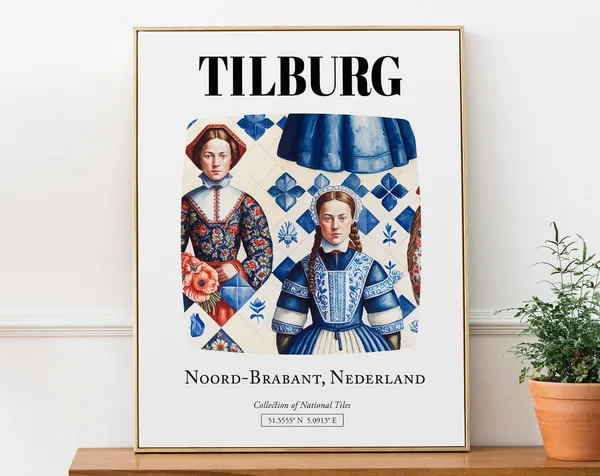 Tilburg Netherlands Folk Costume Tile Art Print