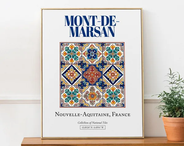 Montdemarsan Nouvelle-Aquitaine France Folk Tile Art Print