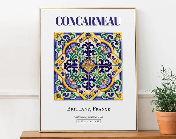 Concarneau Brittany France Folk Tile Travel Poster