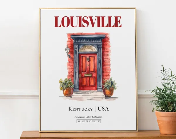Louisville Kentucky USA Minimalist Watercolor Travel Poster