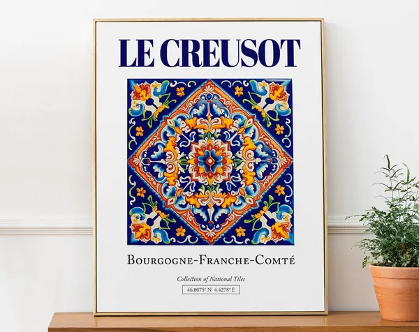 Le Creusot France Folk Traditional Tile Poster