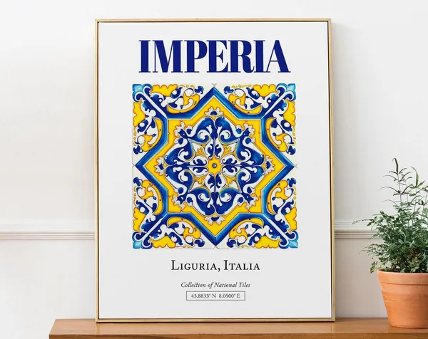 Imperia Liguria Italy Folk Maiolica Tile Art Print