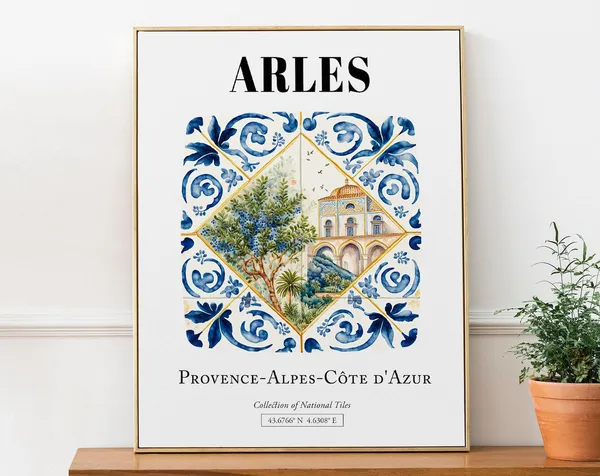 Arles Provence France Tile Pattern Travel Poster