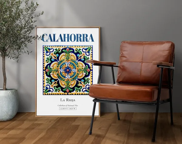 Calahorra La Rioja Spain Folk Tile Travel Poster