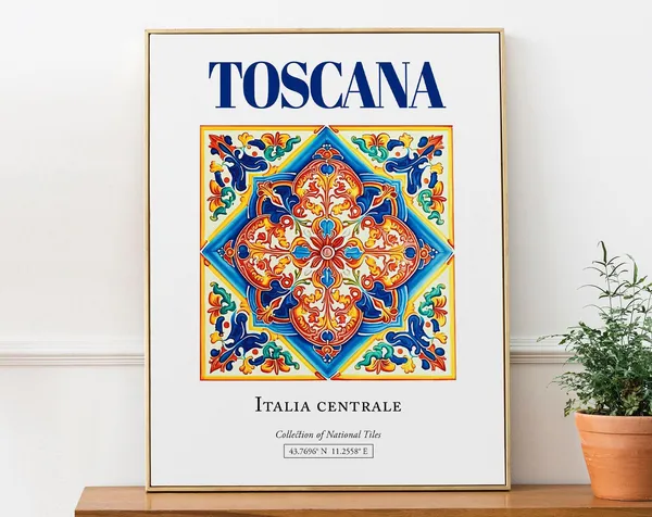 Toscana Italy Minimalistic Maiolica Tile Poster