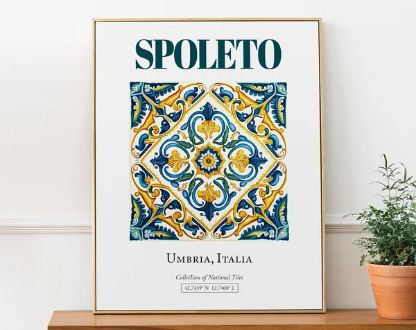 Spoleto Umbria Italy Minimalist Maiolica Tile Art Print
