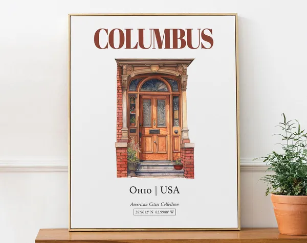 Columbus Ohio USA Minimalist Watercolor Travel Poster